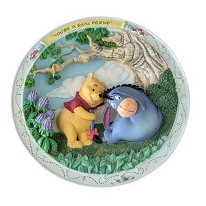 VTG Disney 3D Plate 1995 Winnie The Pooh & Eyeore You're A Real Friend Bradford
